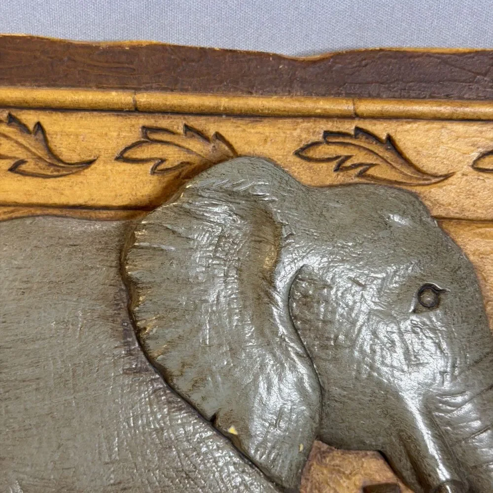 Elephant Wall Hanging Decor Plastic Made USA Jungle Rustic Style HOME INTERIORS